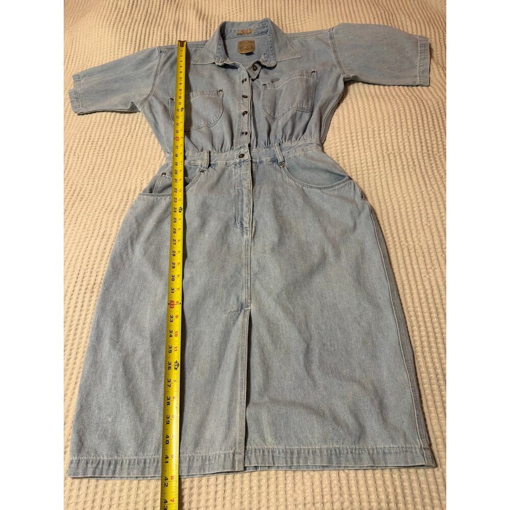 VTG AMI 90s Western Wear Med Wash Denim Short Sleeve Mini Dress Cotton Size 10 - Picture 10 of 15